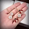 Lucky Spring Earrings, open wings ladybug