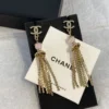 Chanel Pendant Earrings Metal, Natural Stones, Glass, Strass  Gold, Pink & Crystal
