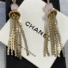 Chanel Pendant Earrings Metal, Natural Stones, Glass, Strass  Gold, Pink & Crystal
