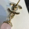 Chanel Pendant Earrings Metal, Natural Stones, Glass, Strass  Gold, Pink & Crystal