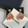 2024/25 Métiers d’art  Chanel Pendant Earrings ,pink crystal,Metal