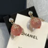 2024/25 Métiers d’art  Chanel Pendant Earrings ,pink crystal,Metal