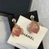 2024/25 Métiers d’art  Chanel Pendant Earrings ,pink crystal,Metal