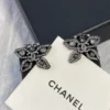 2024/25 Métiers d’art Chanel Stud Earrings  Metal & Strass  Ruthenium, Blue & Crystal
