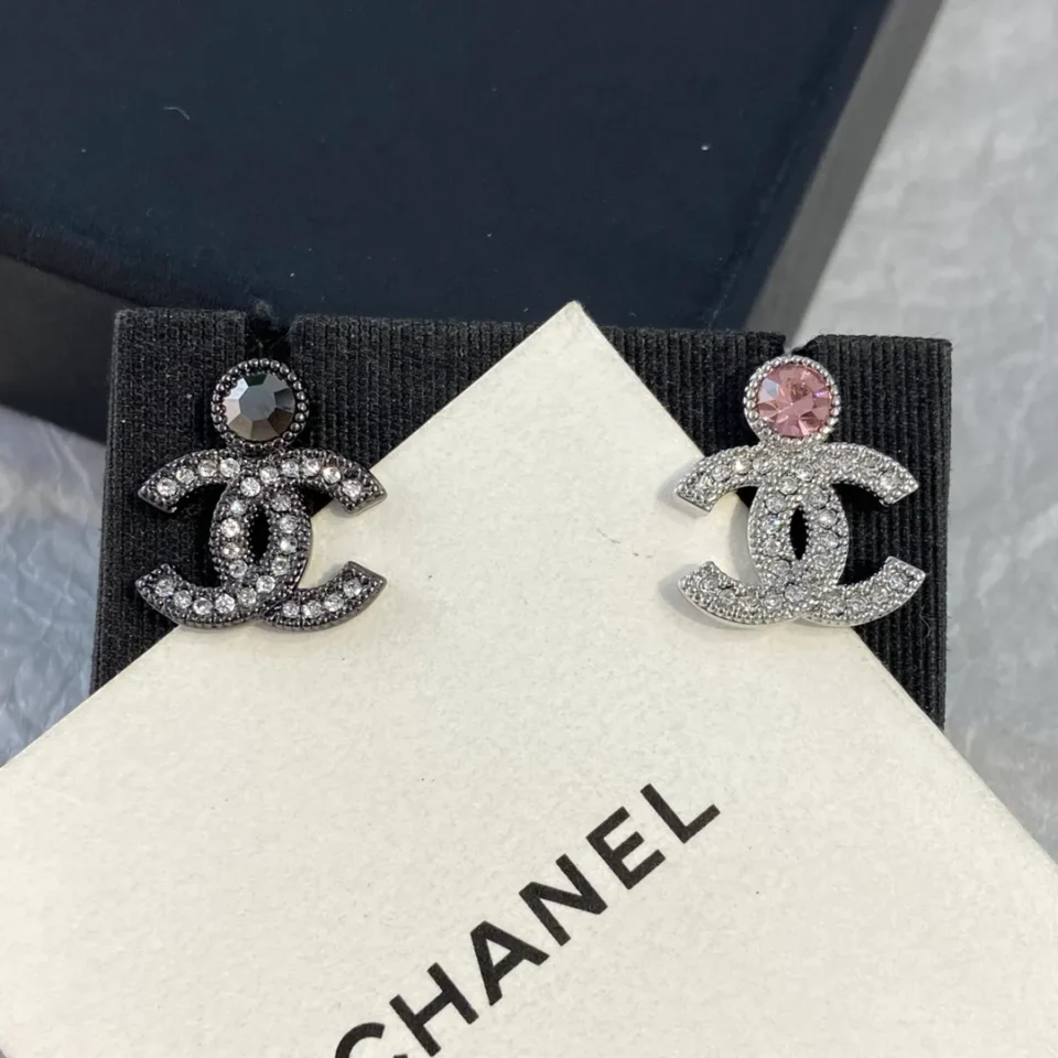2024/25 Métiers d’art   Stud Earrings   Metal & Strass  Ruthenium, Pink ,Blue & Crystal