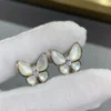 Two Butterfly earrings ,18K rose gold, Diamond, Mother-of-pearl