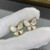 Two Butterfly earrings ,18K rose gold, Diamond, Mother-of-pearl