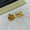 Vintage Alhambra earrings ,18K yellow gold, Tiger Eye