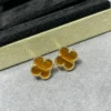 Vintage Alhambra earrings ,18K yellow gold, Tiger Eye