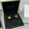 Vintage Alhambra earrings ,18K yellow gold, Tiger Eye