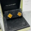 Vintage Alhambra earrings ,18K yellow gold, Tiger Eye