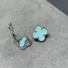 Vintage Alhambra earstuds ,18K white gold, Turquoise