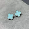 Vintage Alhambra earstuds ,18K white gold, Turquoise