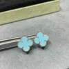 Vintage Alhambra earstuds ,18K white gold, Turquoise