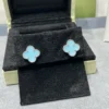Vintage Alhambra earstuds ,18K white gold, Turquoise