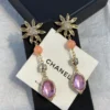 2024/25 Métiers d’art  Chanel Pendant Earrings  Metal, Natural Stones, Glass, Strass  Gold, Pink & Crystal