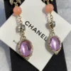2024/25 Métiers d’art  Chanel Pendant Earrings  Metal, Natural Stones, Glass, Strass  Gold, Pink & Crystal