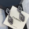 2024/25 Métiers d’art   Pendant Earrings   Metal & Strass  Ruthenium, Blue & Crystal