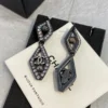 2024/25 Métiers d’art   Pendant Earrings   Metal & Strass  Ruthenium, Blue & Crystal