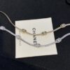 CHANEL CC Logo Choker Necklace Silver Chain Adjustable Necklace