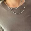 CHANEL CC Logo Choker Necklace Silver Chain Adjustable Necklace