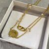 CD Multi Flowers Necklace Gold-Finish Metal, White Resin Pearls and Crystals
