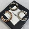 Chanel Hoop earrings – Metal, lambskin & strass, gold, black