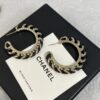 Chanel Hoop earrings – Metal, lambskin & strass, gold, black